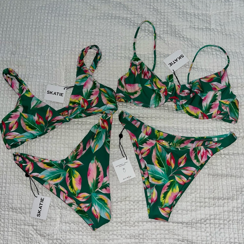 Skatie Green Floral Tropical Swim Bundle